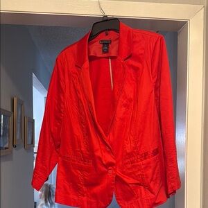 Lane Bryant Red Blazer with Relaxed Fit and Ruched Detail